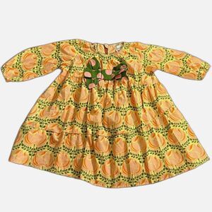 Right Bank Babies pink and green tulip print retro inspired dress Size 3T